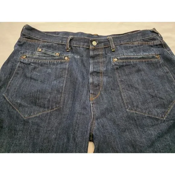 Evisu Y2K Denim Shorts Dark Blue Size 44 Vintage Heritage - Picture 4 of 15